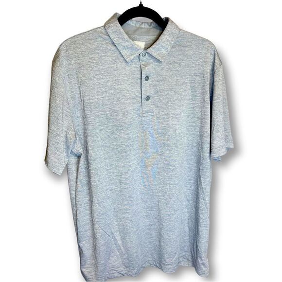 Callaway Opti-Dri Heather Grey Button Up Short Sleeve Golf Polo Shirt Sz L - Picture 1 of 10
